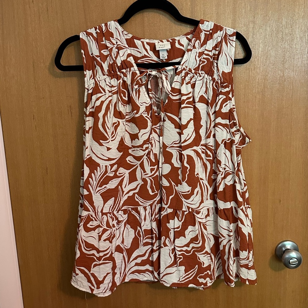 A New Day Women's Sleeveless Top in orange and White